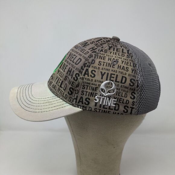 Stine Men's Strapback Hat Tan Gray Embroidered Logo Farmer Seed - Picture 5 of 11